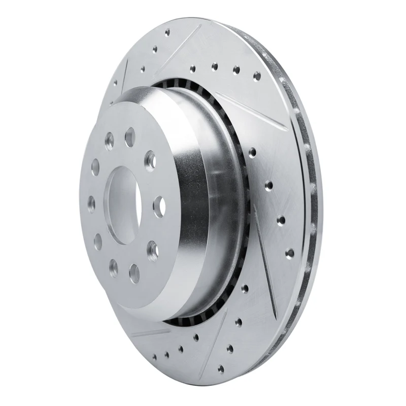 R1 20-25 Jeep Wrangler Rear Left Drilled & Slotted Silver Brake Rotor - Image 3