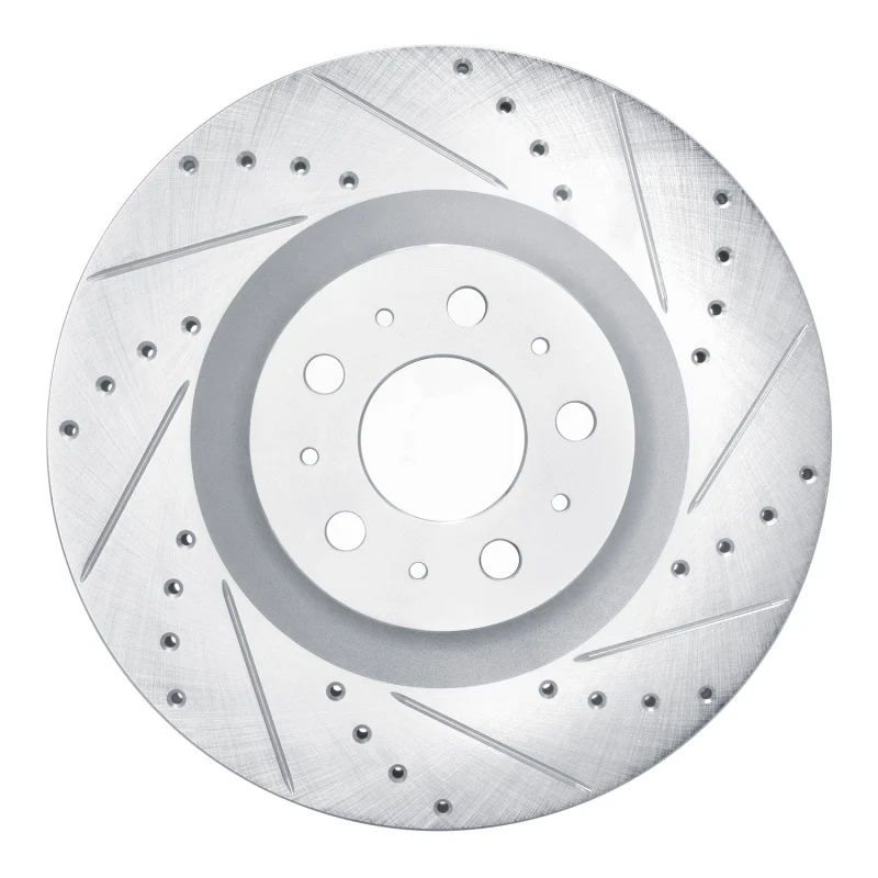 R1 20-25 Tesla Model Y Front Right Drilled & Slotted Silver Brake Rotor