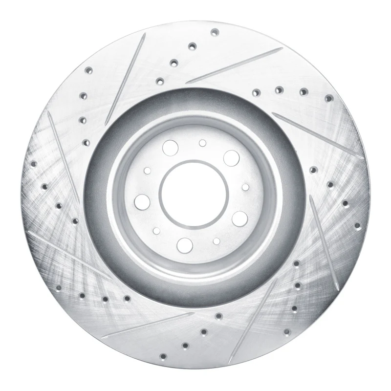 R1 20-25 Tesla Model Y Front Right Drilled & Slotted Silver Brake Rotor - Image 3