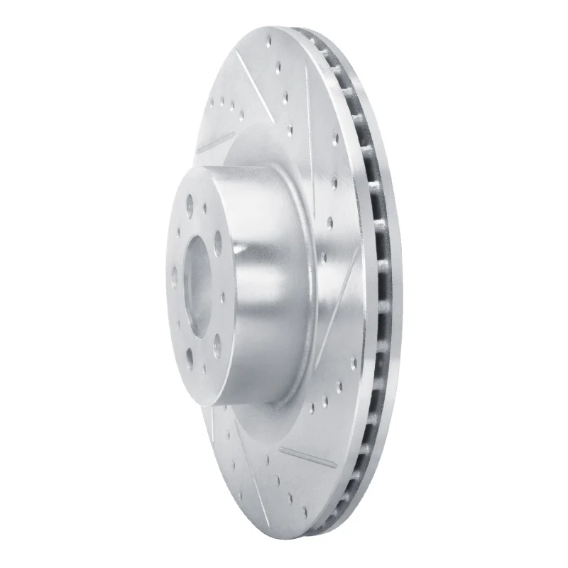 R1 20-25 Tesla Model Y Front Right Drilled & Slotted Silver Brake Rotor - Image 5