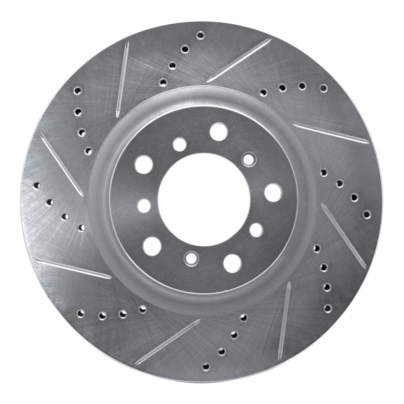 R1 2001-2006 BMW M3 Right Front Drilled & Slotted Silver Brake Rotor