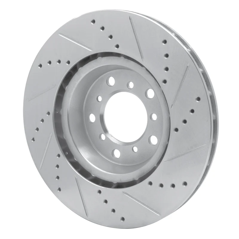 R1 2001-2006 BMW M3 Right Front Drilled & Slotted Silver Brake Rotor - Image 2