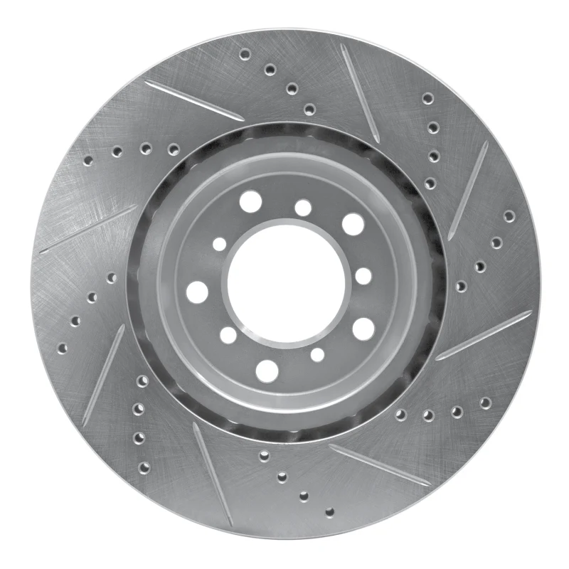 R1 2001-2006 BMW M3 Right Front Drilled & Slotted Silver Brake Rotor - Image 5