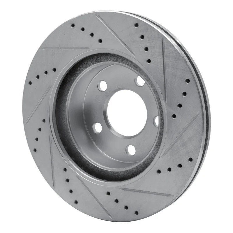 R1 2001-2011 Ford Explorer Sport Front Left Drilled & Slotted Silver Brake Rotor - Image 2