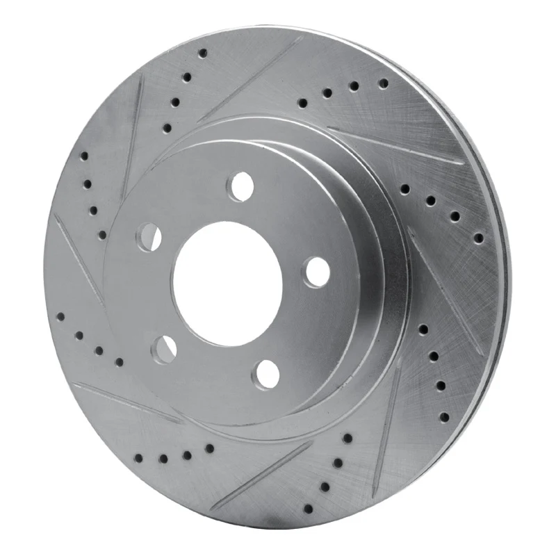 R1 2001-2011 Ford Explorer Sport Front Left Drilled & Slotted Silver Brake Rotor - Image 3