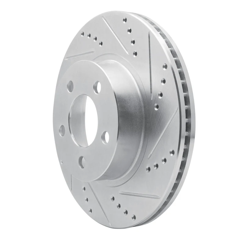 R1 2001-2011 Ford Explorer Sport Front Right Drilled & Slotted Silver Brake Rotor - Image 2
