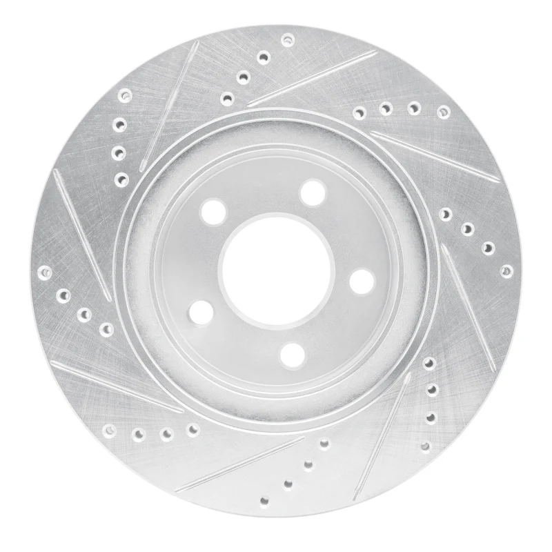 R1 2001-2011 Ford Explorer Sport Front Right Drilled & Slotted Silver Brake Rotor - Image 4