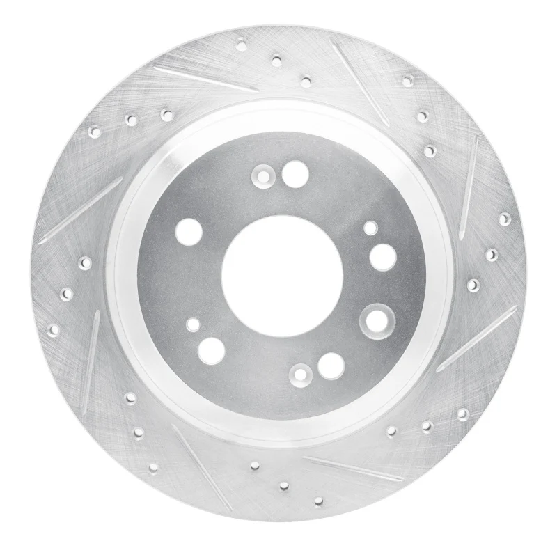 R1 2005-2012 Acura RL Rear Right Drilled & Slotted Silver Brake Rotor