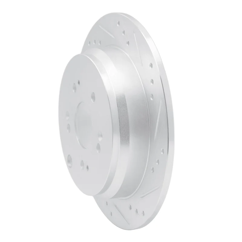 R1 2005-2018 Acura RDX Rear Right Drilled & Slotted Silver Brake Rotor - Image 2