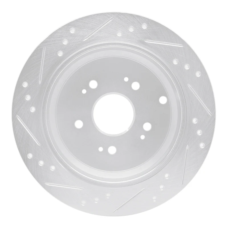 R1 2005-2018 Acura RDX Rear Right Drilled & Slotted Silver Brake Rotor - Image 5