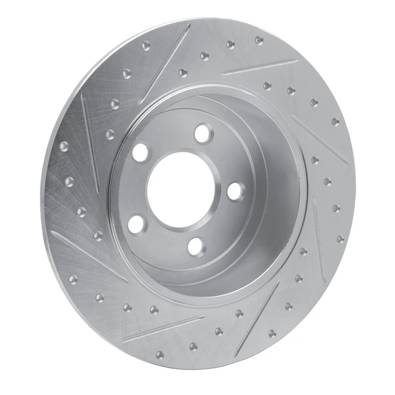R1 2005-2023 Chrysler 300 Rear Right Drilled & Slotted Silver Brake Rotor - Image 2
