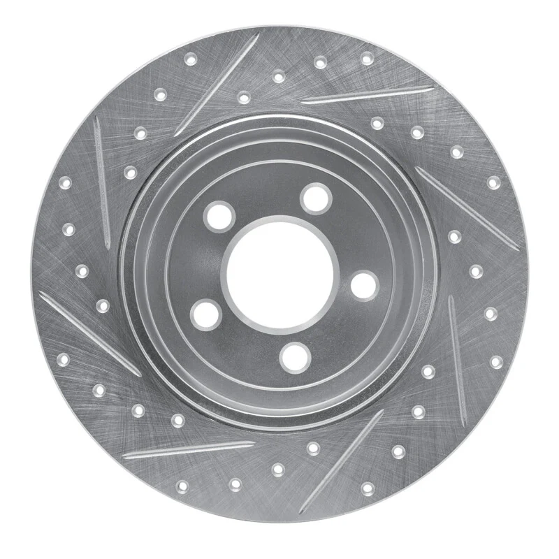 R1 2005-2023 Chrysler 300 Rear Right Drilled & Slotted Silver Brake Rotor - Image 4