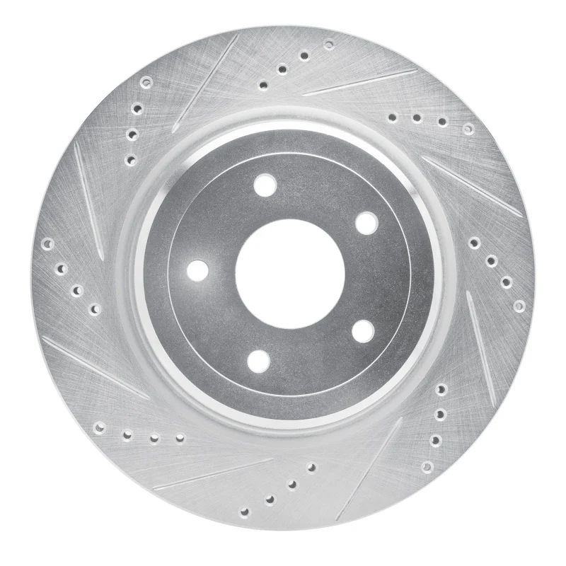 R1 2006-2013 Chevrolet Corvette Rear Left Drilled & Slotted Silver Brake Rotor
