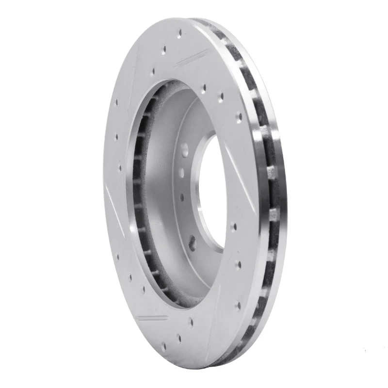 R1 2006-2015 Jaguar XJR Rear Right Drilled & Slotted Silver Brake Rotor - Image 3