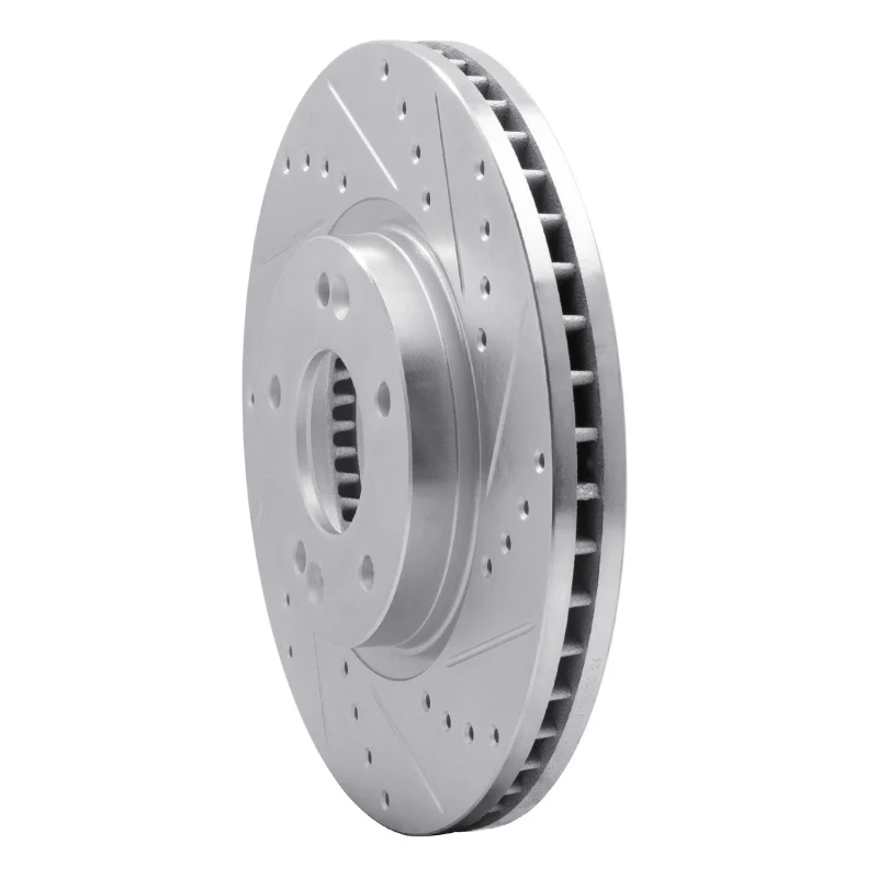 R1 2007-2009 Hyundai Santa Fe Front Right Drilled & Slotted Silver Brake Rotor - Image 3