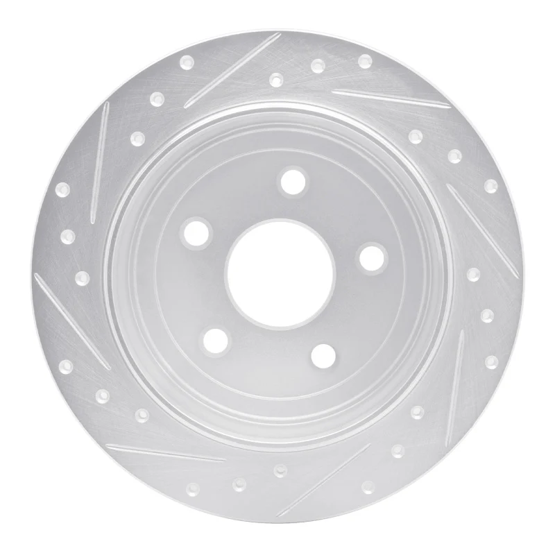 R1 2007-2018 Jeep Wrangler Rear Right Drilled & Slotted Silver Brake Rotor - Image 5