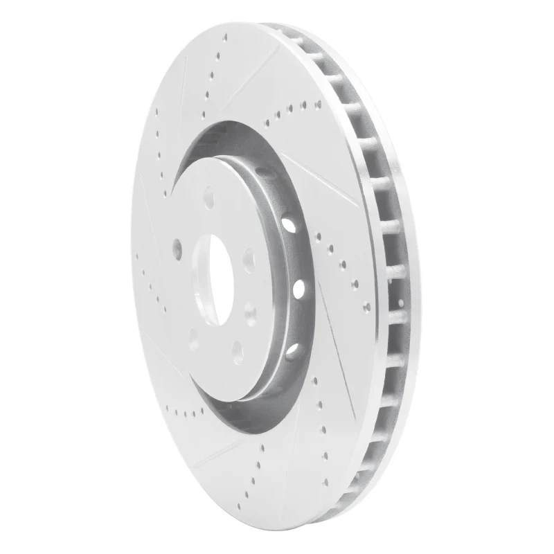 R1 2009-2015 Cadillac CTS Front Left Drilled & Slotted Silver Brake Rotor - Image 2
