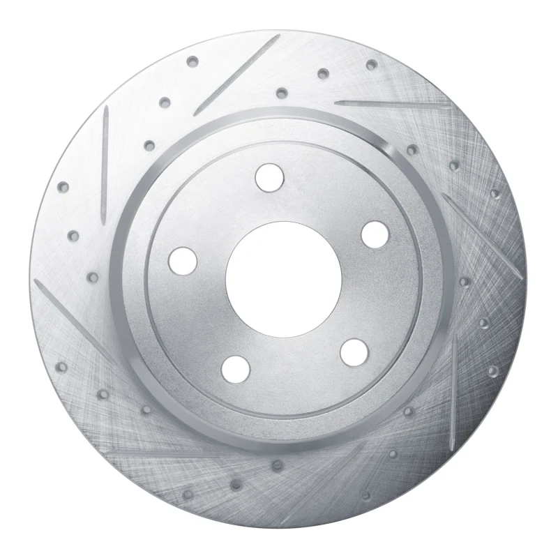 R1 2011-2022 Dodge Durango Rear Left Drilled & Slotted Silver Brake Rotor