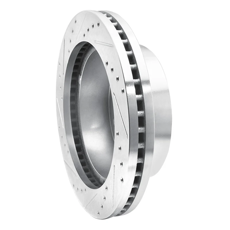 R1 2011-2025 Chevrolet Silverado 3500 HD Front Right Drilled & Slotted Silver Brake Rotor - Image 3