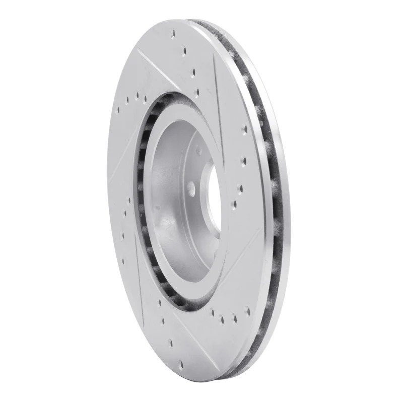 R1 2012-2019 Fiat 500 (USA/Canada) Front Left Drilled & Slotted Silver Brake Rotor - Image 3
