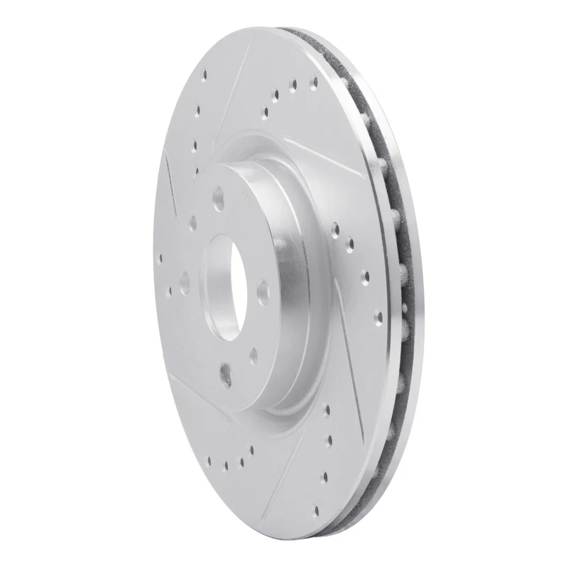 R1 2012-2019 Fiat 500 (USA/Canada) Front Left Drilled & Slotted Silver Brake Rotor - Image 5