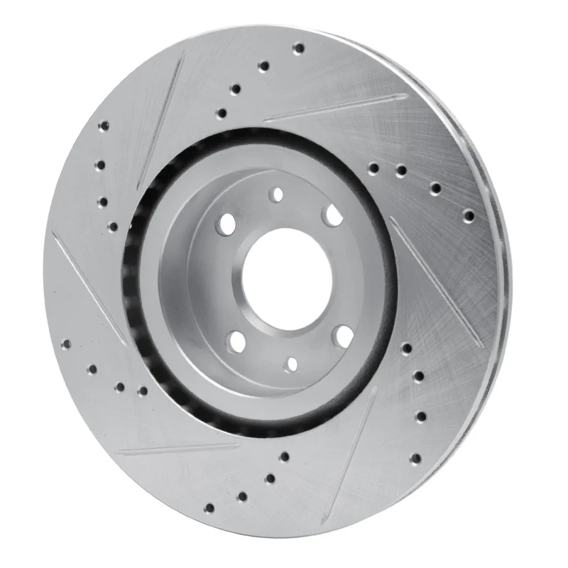R1 2012-2019 Fiat 500 (USA/Canada) Front Right Drilled & Slotted Silver Brake Rotor - Image 3