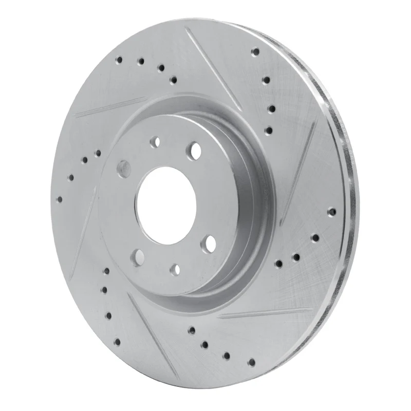 R1 2012-2019 Fiat 500 (USA/Canada) Front Right Drilled & Slotted Silver Brake Rotor - Image 4