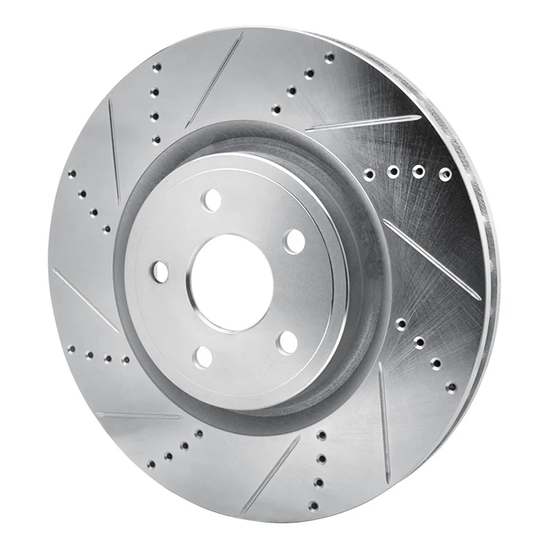 R1 2012-2025 Dodge Durango Front Left Drilled & Slotted Silver Brake Rotor - Image 2