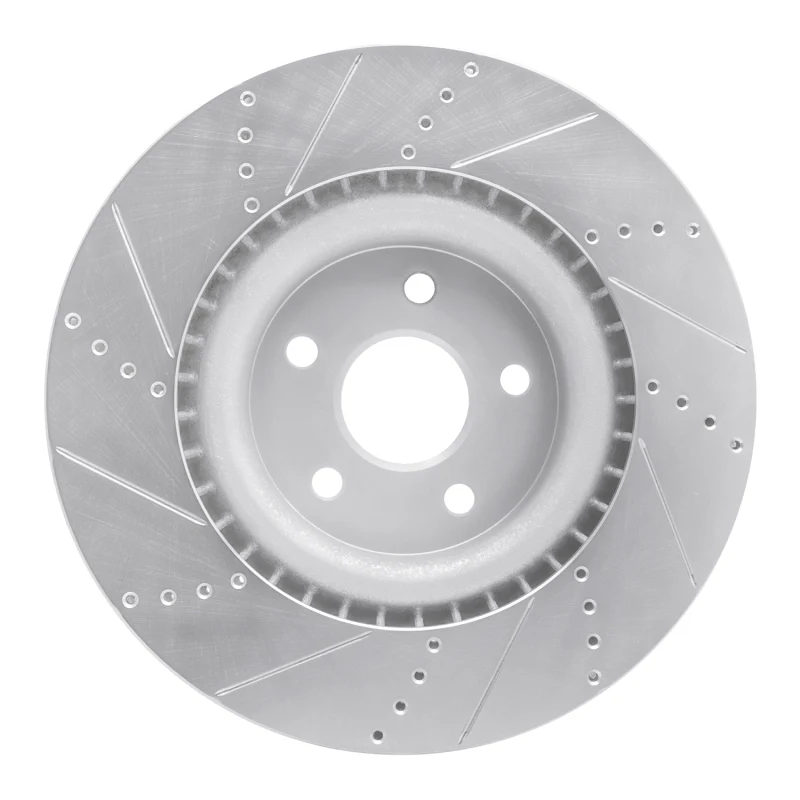 R1 2012-2025 Dodge Durango Front Right Drilled & Slotted Silver Brake Rotor - Image 3