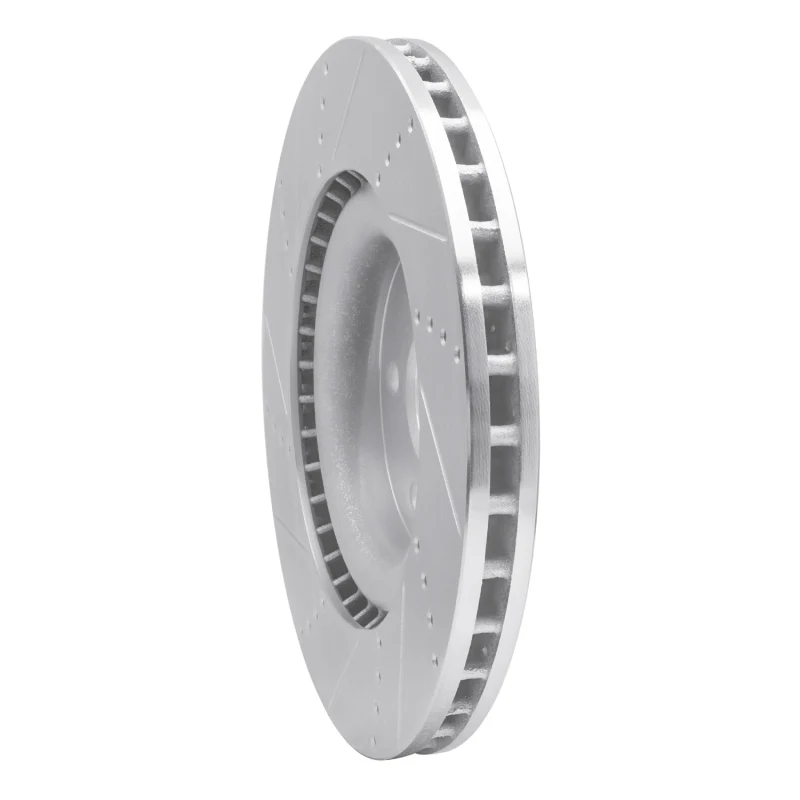 R1 2012-2025 Dodge Durango Front Right Drilled & Slotted Silver Brake Rotor - Image 4