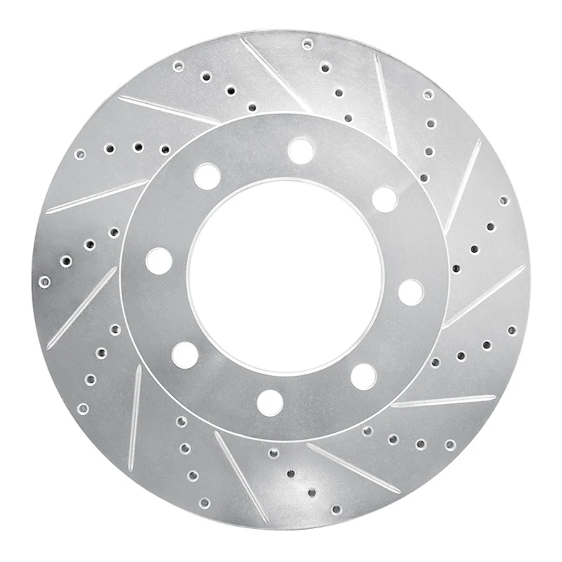 R1 2012-2025 Ford F-250 4WD (Super Duty) Front Right Drilled & Slotted Silver Brake Rotor