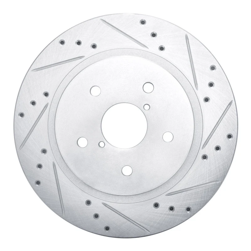 R1 2015-2025 Subaru WRX Rear Right Drilled & Slotted Silver Brake Rotor