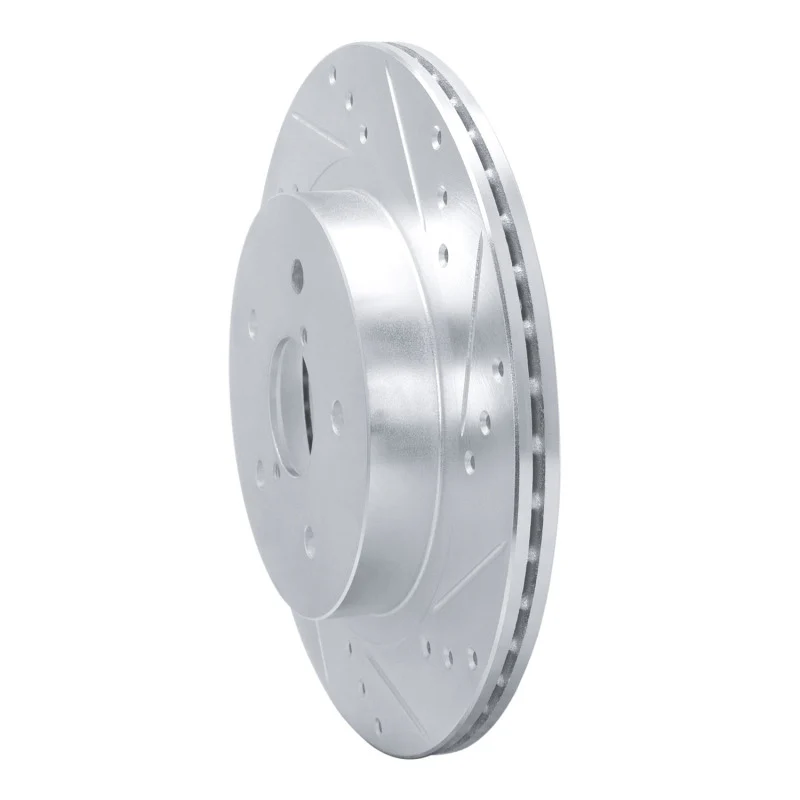 R1 2015-2025 Subaru WRX Rear Right Drilled & Slotted Silver Brake Rotor - Image 2