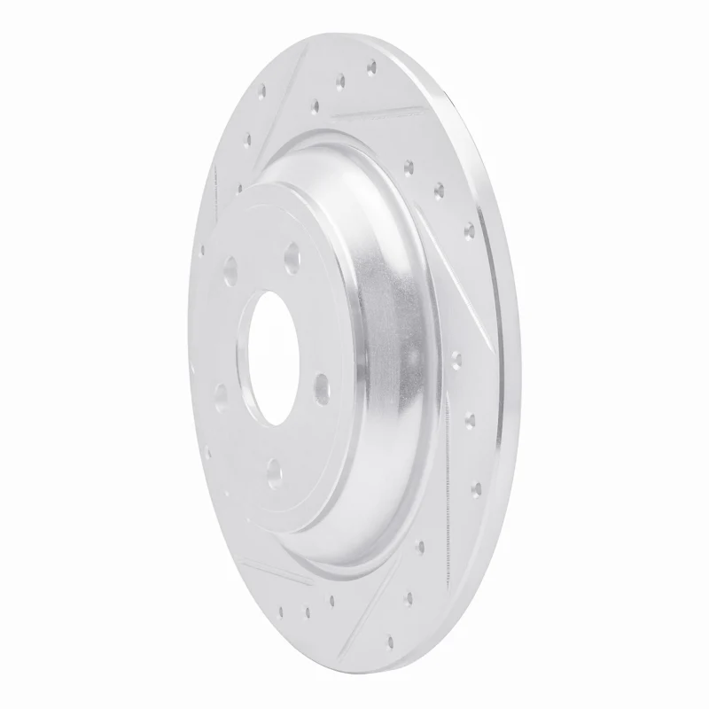 R1 2016-2025 Ford Bronco Sport Rear Left Drilled & Slotted Silver Brake Rotor - Image 3