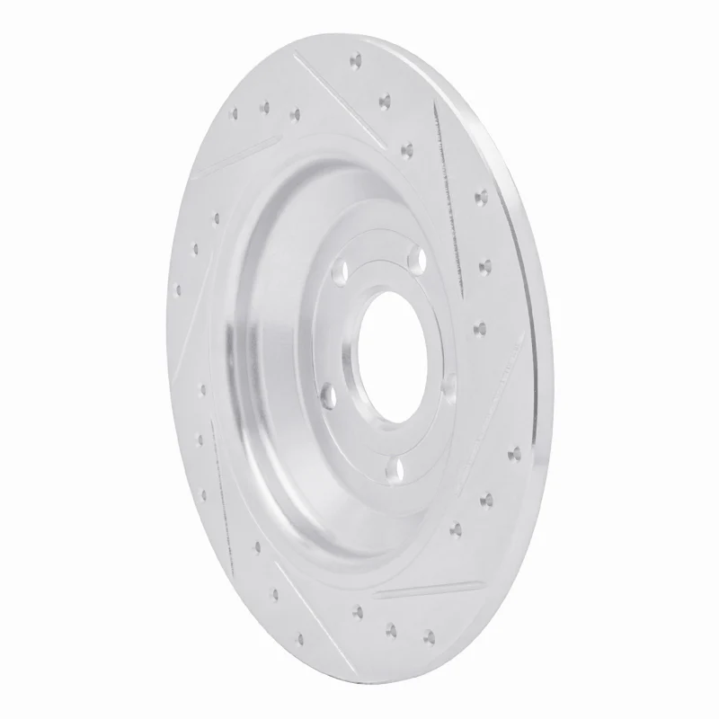 R1 2016-2025 Ford Bronco Sport Rear Left Drilled & Slotted Silver Brake Rotor - Image 4