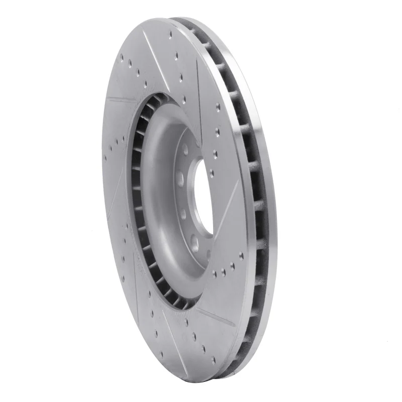 R1 2017-2025 Alfa Romeo Stelvio Front Left Drilled & Slotted Silver Brake Rotor - Image 4