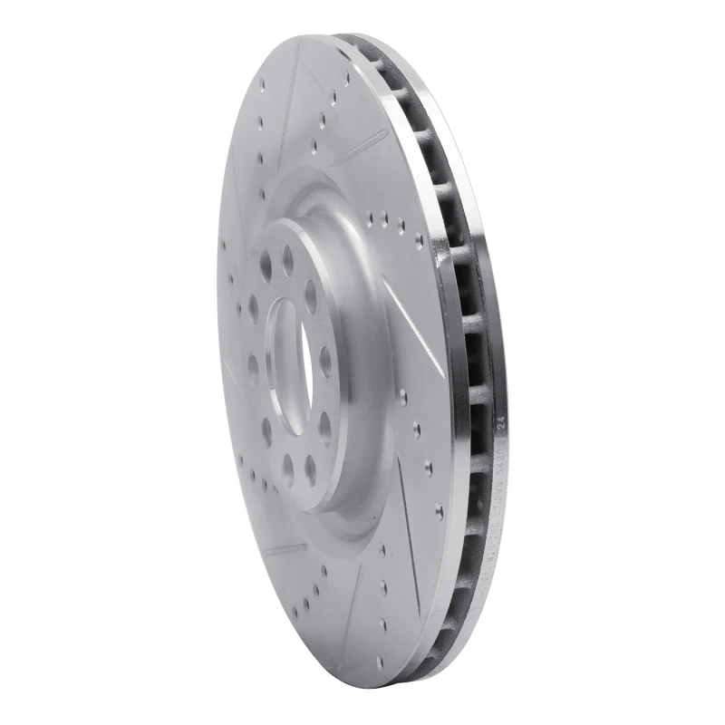 R1 2017-2025 Alfa Romeo Stelvio Front Left Drilled & Slotted Silver Brake Rotor - Image 5