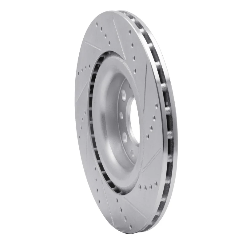 R1 2017-2025 Alfa Romeo Stelvio Rear Left Drilled & Slotted Silver Brake Rotor - Image 4
