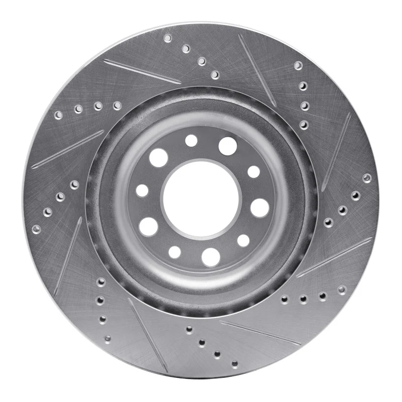 R1 2017-2025 Alfa Romeo Stelvio Rear Left Drilled & Slotted Silver Brake Rotor - Image 5