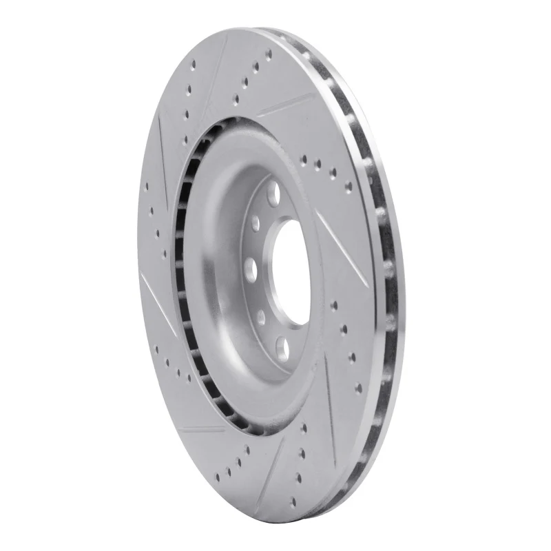 R1 2017-2025 Alfa Romeo Stelvio Rear Right Drilled & Slotted Silver Brake Rotor - Image 2
