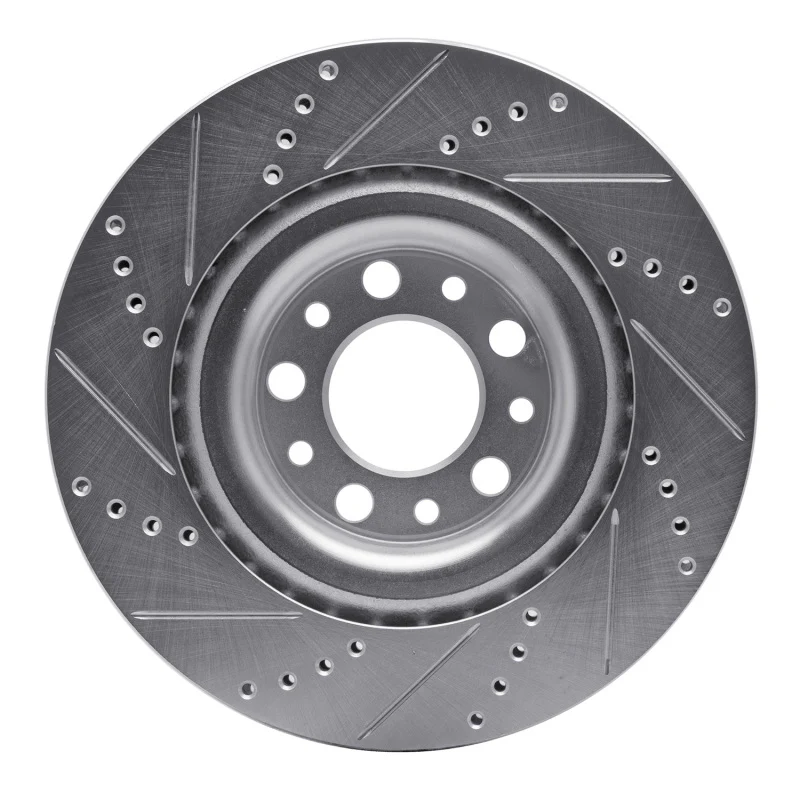 R1 2017-2025 Alfa Romeo Stelvio Rear Right Drilled & Slotted Silver Brake Rotor - Image 4