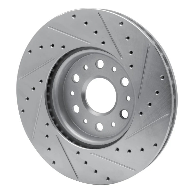 R1 2017-2025 Buick Enclave Front Left Drilled & Slotted Silver Brake Rotor - Image 2