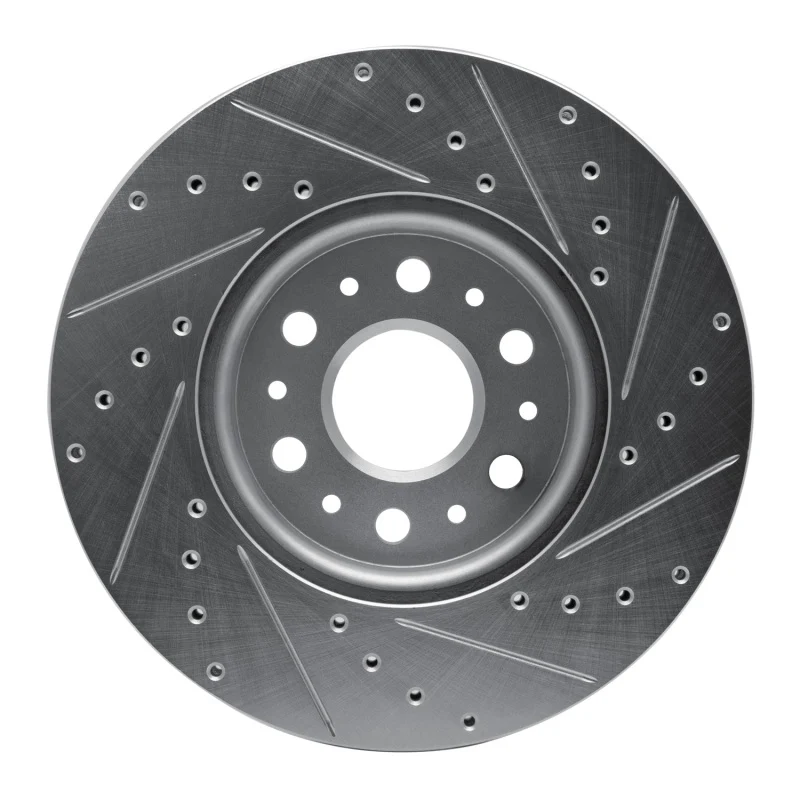 R1 2017-2025 Buick Enclave Front Left Drilled & Slotted Silver Brake Rotor - Image 4
