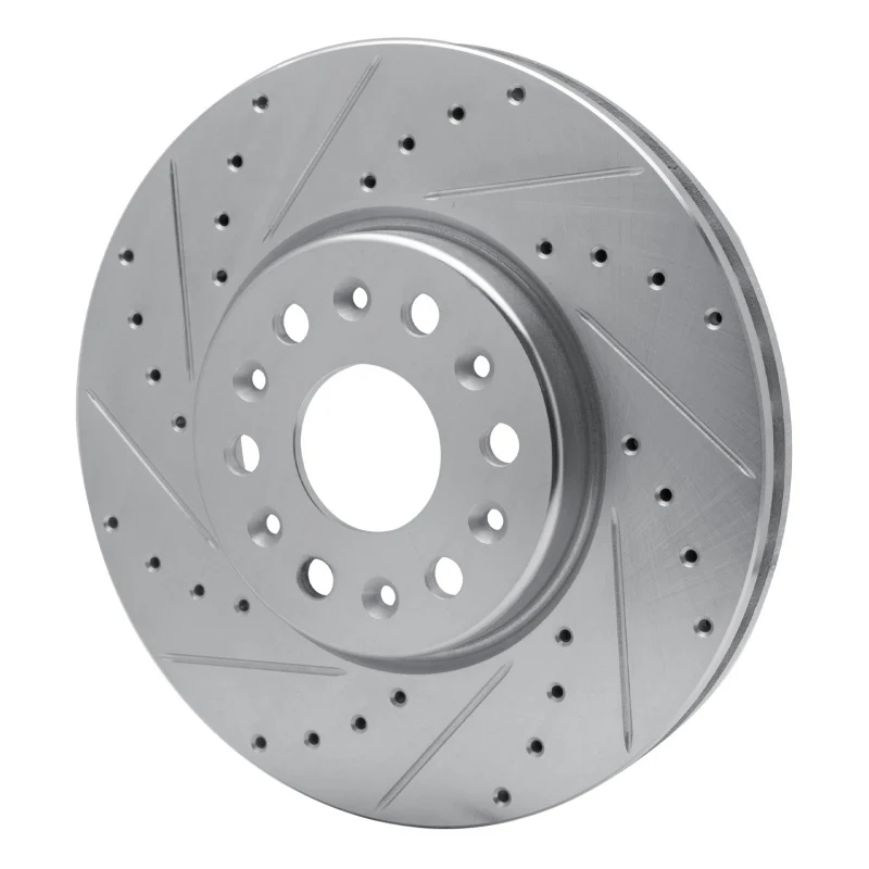 R1 2017-2025 Buick Enclave Front Left Drilled & Slotted Silver Brake Rotor - Image 5