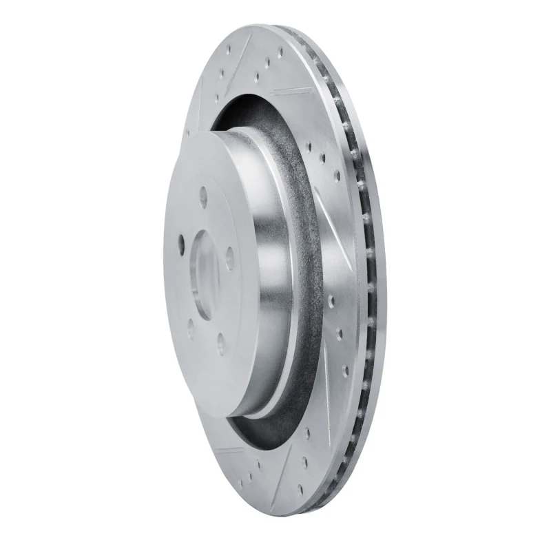 R1 2019-2024 Ford Edge Rear Left Drilled & Slotted Silver Brake Rotor - Image 2