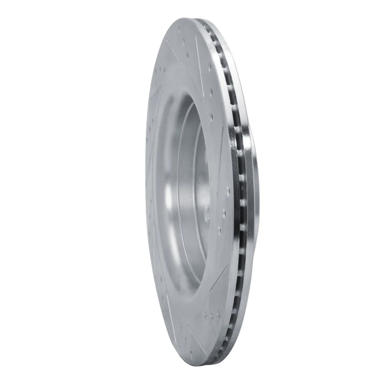 R1 2019-2024 Ford Edge Rear Left Drilled & Slotted Silver Brake Rotor - Image 3