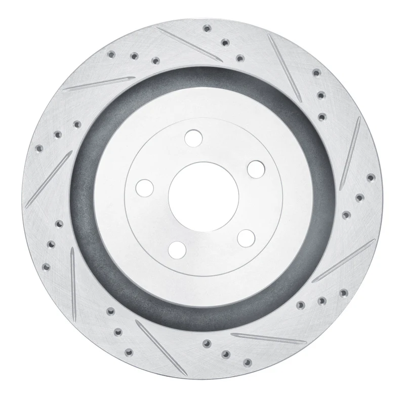 R1 2019-2024 Ford Edge Rear Right Drilled & Slotted Silver Brake Rotor
