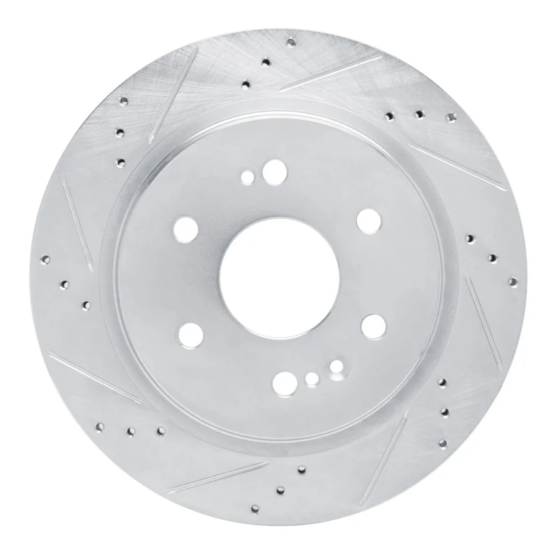 R1 2019-2025 Cadillac Escalade ESV Rear Left Drilled & Slotted Silver Brake Rotor