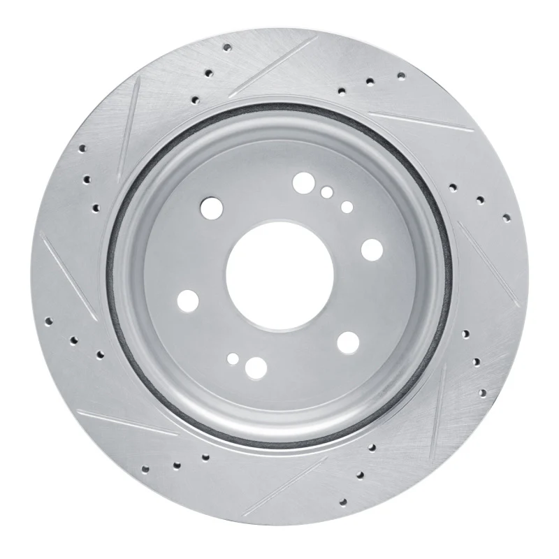 R1 2019-2025 Cadillac Escalade ESV Rear Right Drilled & Slotted Silver Brake Rotor - Image 4
