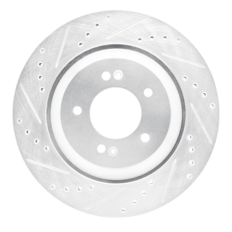 R1 2019-2025 Hyundai Elantra N Rear Left Drilled & Slotted Silver Brake Rotor